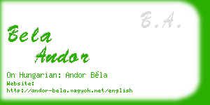 bela andor business card
